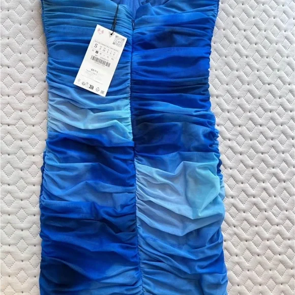 Blue Ruched Dress - Size S - Picture 2 of 4